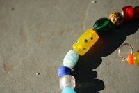Viking Style Treasure Bead Festoon with Foiled Glass, Lampwork, Rock Crystal Clear Quartz - Norse SCA Medieval LARP