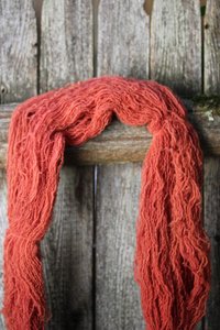Light Red Naturally Dyed Handspun Singles Yarn Great for Doll Hair, Dyed with Madder Root