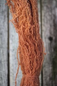 Reddish Brown Handspun Wool Singles Yarn Dyed with Madder Root