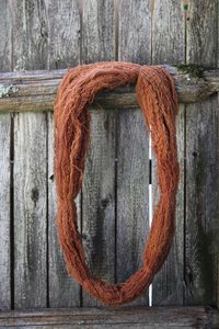 Reddish Brown Handspun Wool Singles Yarn Dyed with Madder Root