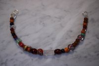 Viking Style Bead Festoon with Large Quartz Rock Crystal Focal Bead and Lampwork and Recycled Glass - Norse SCA Medieval LARP