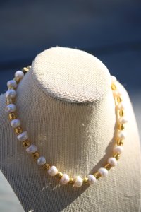 Pearl and Brass Necklace Inspired by Ancient Rome Greece Egypt for Personal Adornment Historical Interpretation SCA LARP Renn Faire