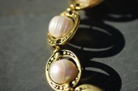 Large Pearls in Brass Bead Frames Inspired by Roman Medieval Renaissance Victorian Jewels for Personal Adornment SCA LARP Vintage Look