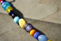 Viking Style Treasure Bead Festoon with Large Quartz Rock Crystal Focal Bead and Lampwork and Recycled Glass - Norse SCA Medieval LARP