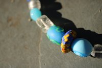 Viking Style Treasure Bead Festoon with Foiled Glass, Lampwork, Rock Crystal Clear Quartz - Norse SCA Medieval LARP