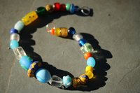Viking Style Treasure Bead Festoon with Foiled Glass, Lampwork, Rock Crystal Clear Quartz - Norse SCA Medieval LARP