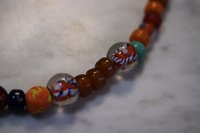 Viking Style Bead Festoon with Large Quartz Rock Crystal Focal Bead and Lampwork and Recycled Glass - Norse SCA Medieval LARP