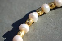 Pearl and Brass Necklace Inspired by Ancient Rome Greece Egypt for Personal Adornment Historical Interpretation SCA LARP Renn Faire
