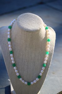 Pearl & Green Gem Necklace Inspired by Roman Byzantine Medieval Renaissance Jewels for Personal Adornment Historical Interpretation SCA LARP