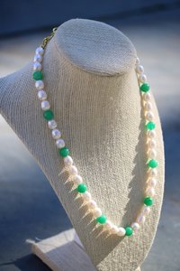 Pearl & Green Gem Necklace Inspired by Roman Byzantine Medieval Renaissance Jewels for Personal Adornment Historical Interpretation SCA LARP