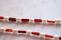 Freshwater Pearl and Fiery Carnelian Necklace Inspired by Ancient Egypt Greece Rome for Personal Adornment Historical SCA LARP