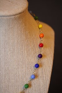 Ancient Roman Style QUEER PRIDE Colors Necklace with Glass Beads Captured on Handmade Chain LGBT+ SCAdian LARPer