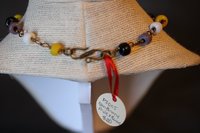 Ancient Roman Inspired Non-Binary Enby PRIDE Colors Necklace with Yellow, White, Purple, and Black Glass Beads on Bronze Chain Genderqueer