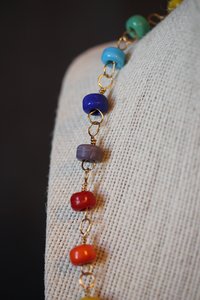 Ancient Roman x GAY PRIDE Rainbow Colors Necklace with Glass Beads Captured on Handmade Chain