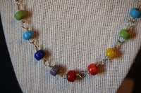 Ancient Roman x GAY PRIDE Rainbow Colors Necklace with Glass Beads Captured on Handmade Chain