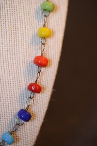 Ancient Roman x GAY PRIDE Rainbow Colors Necklace with Glass Beads Captured on Handmade Chain LGBT+ SCAdian LARPer Queer