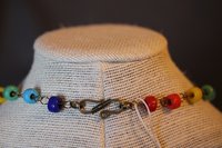 Ancient Roman x GAY PRIDE Rainbow Colors Necklace with Glass Beads Captured on Handmade Chain LGBT+ SCAdian LARPer Queer