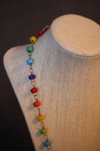 Ancient Roman x GAY PRIDE Rainbow Colors Necklace with Glass Beads Captured on Handmade Chain LGBT+ SCAdian LARPer Queer