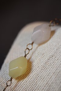 Non-Binary Enby Pride Colors CHONKY Genstone Necklace with Lemon Quartz, Snow Quartz, Amethyst, and Lava Stone - Bold Queer Statement Piece