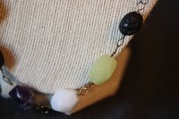 Non-Binary Enby Pride Colors CHONKY Genstone Necklace with Lemon Quartz, Snow Quartz, Amethyst, and Lava Stone - Bold Queer Statement Piece