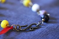 Non-Binary Enby PRIDE Colors  Youth Necklace or Adult Bracelet with Yellow, White, Purple, and Black Glass Beads on Bronze Chain Genderqueer