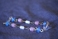 TRANS PRIDE Flag Colors Bracelet with Blue, Pink, and White Glass Beads on Gold Color Handmade Chain Transgender Trans-nonbinary Love