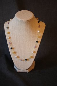 Ancient Roman Inspired Non-Binary Enby PRIDE Colors Necklace with Yellow Aventurine, Pearl, Amethyst, and Glass (SCA LARP Queer Genderqueer)