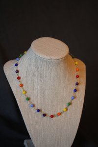 Ancient Roman Style QUEER PRIDE Colors Necklace with Glass Beads Captured on Handmade Chain LGBT+ SCAdian LARPer