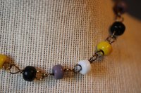 Ancient Roman Inspired Non-Binary Enby PRIDE Colors Necklace with Yellow, White, Purple, and Black Glass Beads on Bronze Chain Genderqueer