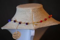  GAY PRIDE Rainbow Colors Necklace with Glass Beads Captured on Handmade Roman Chain