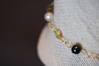 Ancient Roman Inspired Non-Binary Enby PRIDE Colors Necklace with Yellow Citrine, White Pearl, Amethyst, and Black Pearl