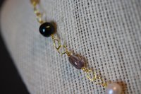 Ancient Roman Inspired Non-Binary Enby PRIDE Colors Necklace with Yellow Citrine, White Pearl, Amethyst, and Black Pearl