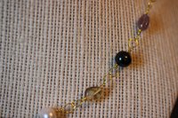 Ancient Roman Inspired Non-Binary Enby PRIDE Colors Necklace with Yellow Citrine, White Pearl, Amethyst, and Black Pearl