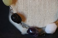 Non-Binary Enby Pride Colors CHONKY Genstone Necklace with Lemon Quartz, Snow Quartz, Amethyst, and Lava Stone - Bold Queer Statement Piece