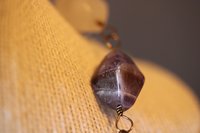Non-Binary Enby Pride Colors CHONKY Genstone Necklace with Lemon Quartz, Snow Quartz, Amethyst, and Lava Stone - Bold Queer Statement Piece