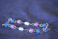 TRANS PRIDE Flag Colors Bracelet with Blue, Pink, and White Glass Beads on Gold Color Handmade Chain Transgender Trans-nonbinary Love