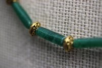 Green Gem and Brass Beaded Necklace, Ancient Roman, Greek, Egyptian - Living History SCA LARP Witch Pagan Hippie Festival