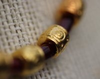 Deep Red Garnet and Gold Tone Beaded Necklace, Ancient Greek Roman Egyptian - Living History SCA LARP Witch Pagan Hippie Festival