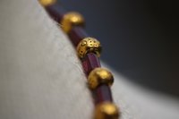 Deep Red Garnet and Gold Tone Beaded Necklace, Ancient Greek Roman Egyptian - Living History SCA LARP Witch Pagan Hippie Festival