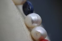 Late Medieval Early Renaissance Style Pearl Lapis Lazuli and Coral Necklace offered in Two Lengths - SCA Byzantine Living History LARP Witch