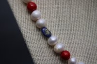 Late Medieval Early Renaissance Style Pearl Lapis Lazuli and Coral Necklace offered in Two Lengths - SCA Byzantine Living History LARP Witch