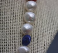 Late Medieval Early Renaissance Style Pearl Lapis Lazuli and Coral Necklace offered in Two Lengths - SCA Byzantine Living History LARP Witch