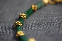 Green Gem and Gold Tone Beaded Bracelet in Ancient Roman Style, also Greek, Egyptian - Living History SCA LARP Witch Pagan Hippie Festival
