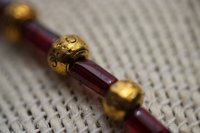 Deep Red Garnet and Gold Tone Beaded Necklace, Ancient Greek Roman Egyptian - Living History SCA LARP Witch Pagan Hippie Festival