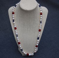 Late Medieval Early Renaissance Style Pearl Lapis Lazuli and Coral Necklace offered in Two Lengths - SCA Byzantine Living History LARP Witch