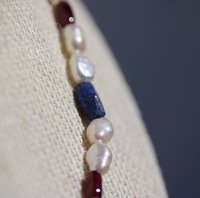 Early Renaissance Late Medieval Freshwater Pearl Garnet and Lapis Lazuli Necklace for Living History, SCA, LARP, or just cos you love it!