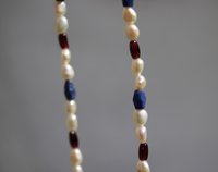 Early Renaissance Late Medieval Freshwater Pearl Garnet and Lapis Lazuli Necklace for Living History, SCA, LARP, or just cos you love it!
