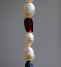 Early Renaissance Late Medieval Freshwater Pearl Garnet and Lapis Lazuli Necklace for Living History, SCA, LARP, or just cos you love it!