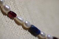 Early Renaissance Late Medieval Freshwater Pearl Garnet and Lapis Lazuli Necklace for Living History, SCA, LARP, or just cos you love it!