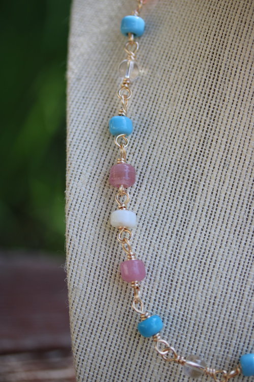 Transgender Pride Necklace With Simple Glass Beads